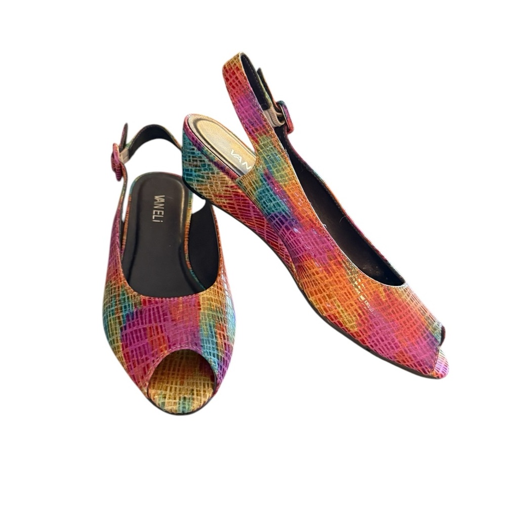 Shoes Wedges Sandals SLINGBACK Vaneli Women's Multicolor Slingback Heels size 8 - Picture 2 of 6